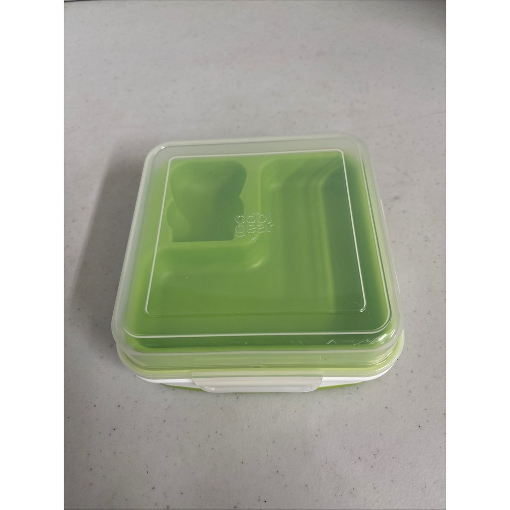 Cool Gear Collapsible Bento Box Lunch Container Green 3 Compartment BPA Free